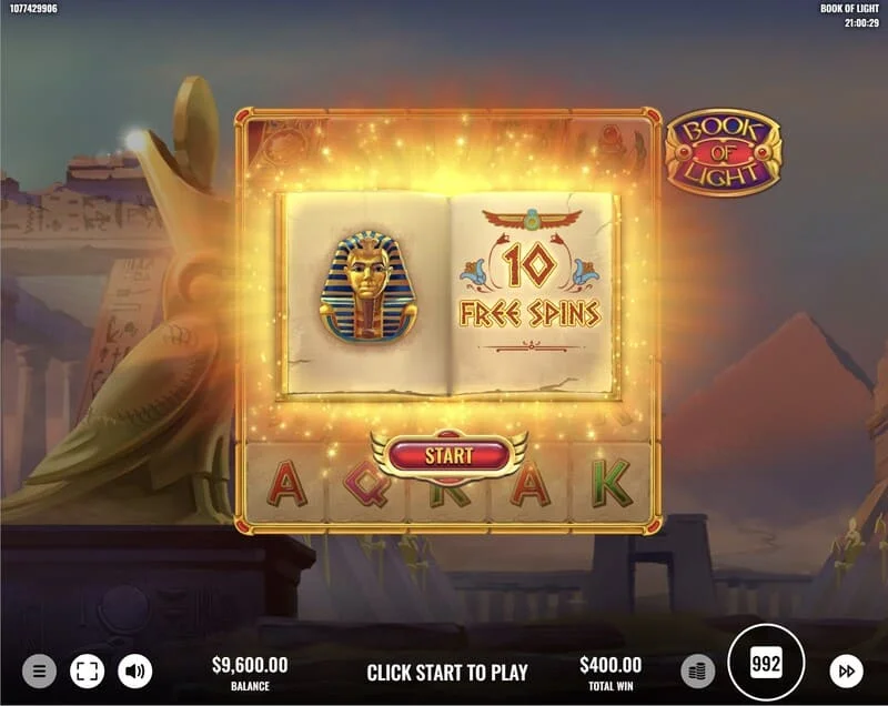 Book of Lights - pag-trigger ng Free Spins at ang expanding symbol